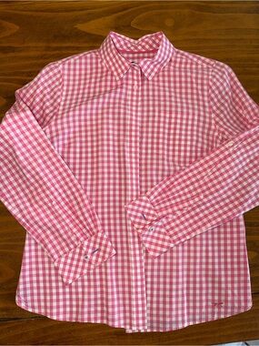 Talbots 10P Pink & White Gingham Button-Down Shirt